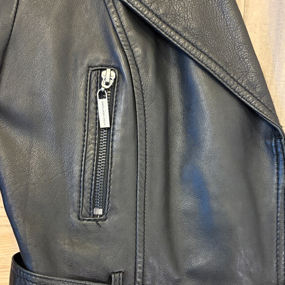 Marc New York Black Leather Belted Jacket - Picture 4 of 14